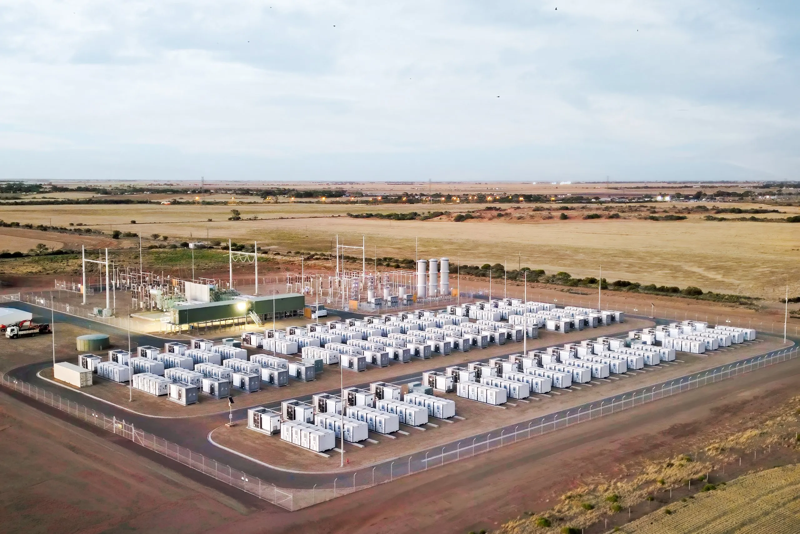 Energy storage site in desert.